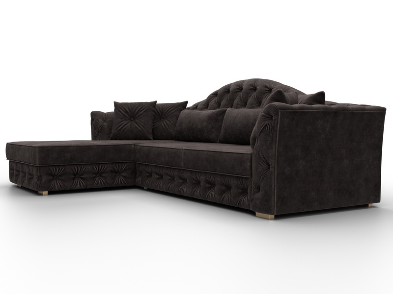 Диван угловой Артис левый угол, Велюр, BRUT 17 коричневый