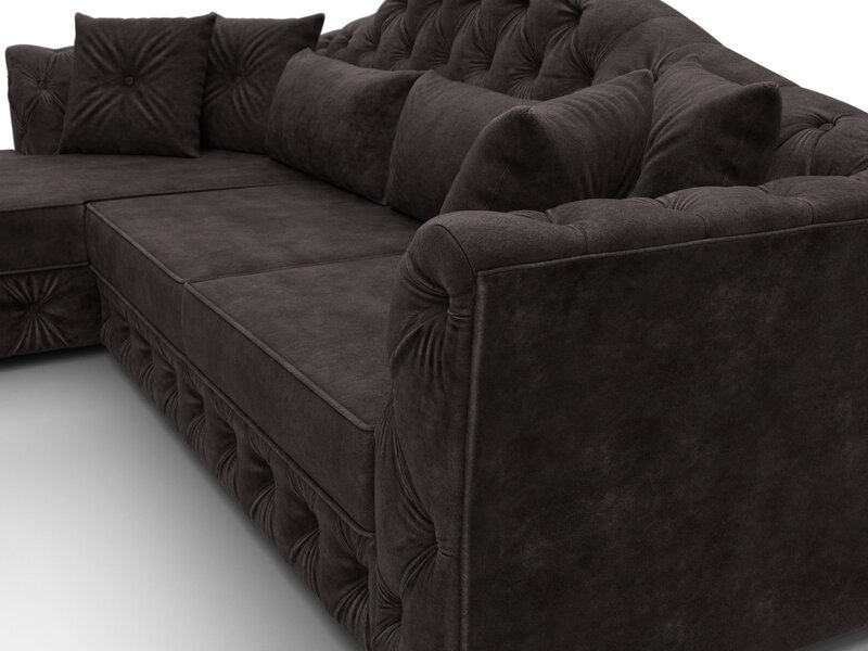 Диван угловой Артис левый угол, Велюр, BRUT 17 коричневый