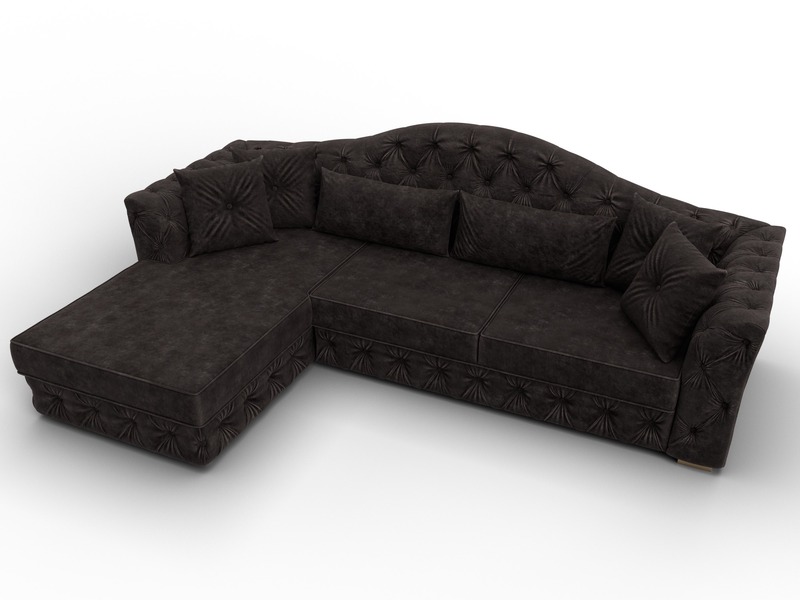 Диван угловой Артис левый угол, Велюр, BRUT 17 коричневый