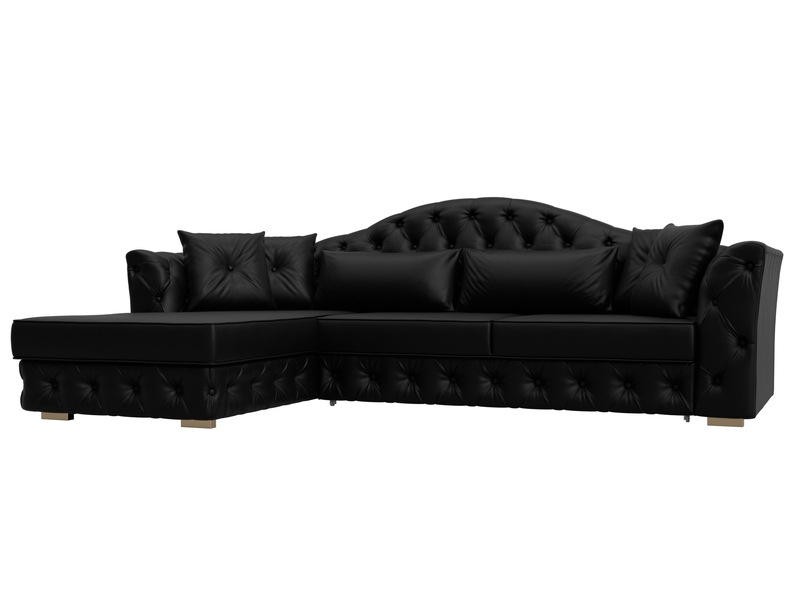 Диван угловой Артис левый угол, Экокожа, GRIFON 18 черный