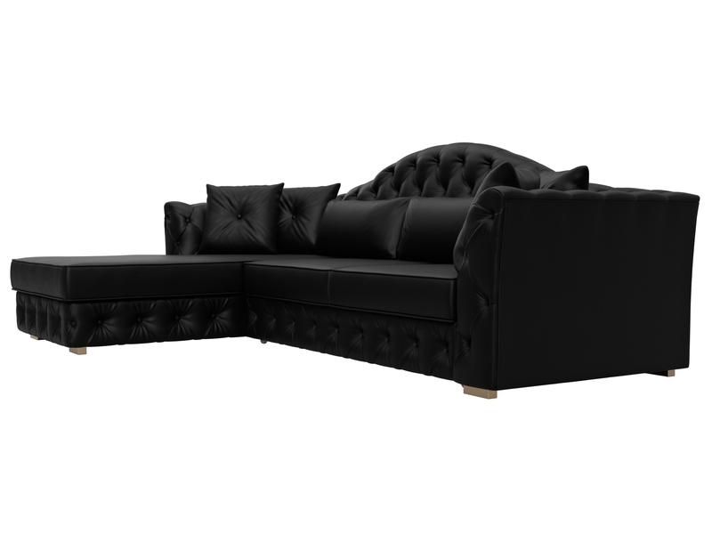 Диван угловой Артис левый угол, Экокожа, GRIFON 18 черный