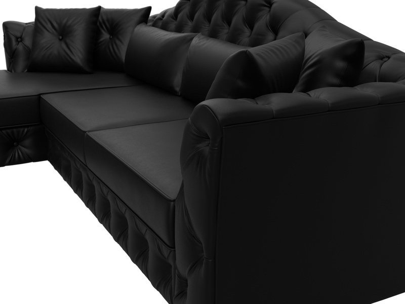 Диван угловой Артис левый угол, Экокожа, GRIFON 18 черный