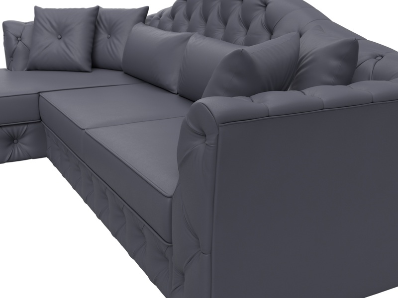 Диван угловой Артис левый угол, Экокожа, GRIFON 15 серый