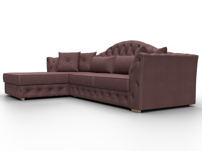 Диван угловой Артис левый угол, Замша, JOLY 09 бордовый