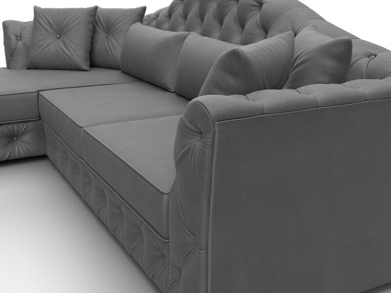 Диван угловой Артис левый угол, Замша, JOLY 13 серый