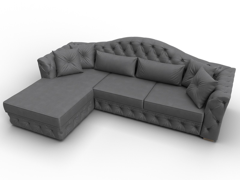 Диван угловой Артис левый угол, Замша, JOLY 13 серый