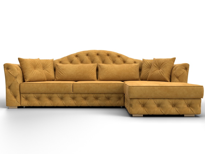 Диван угловой Артис правый угол, Велюр, BRUT 10 желтый