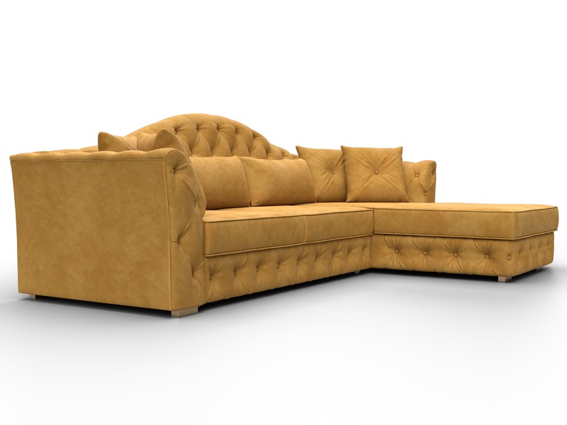 Диван угловой Артис правый угол, Велюр, BRUT 10 желтый