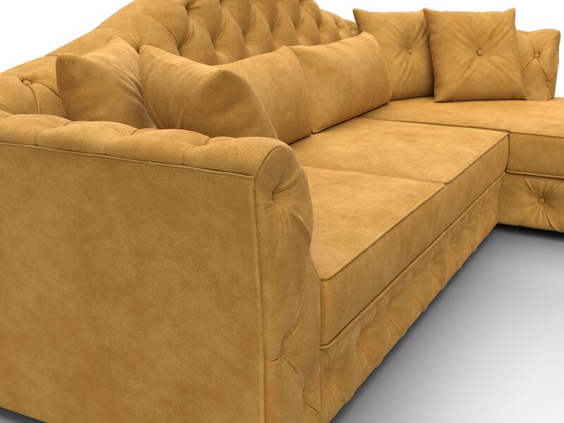 Диван угловой Артис правый угол, Велюр, BRUT 10 желтый