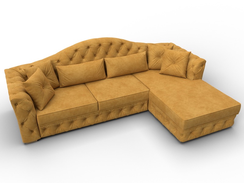Диван угловой Артис правый угол, Велюр, BRUT 10 желтый