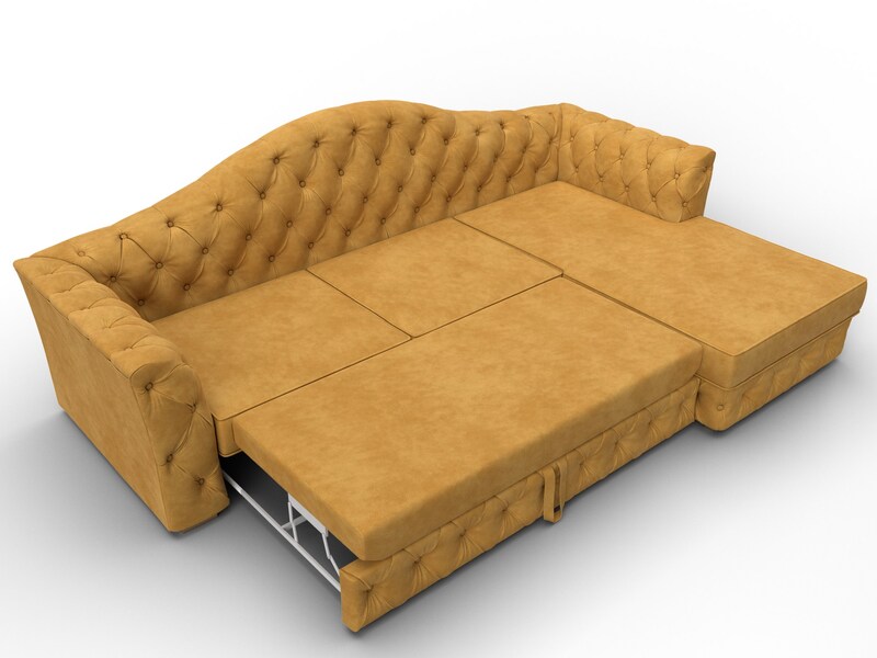 Диван угловой Артис правый угол, Велюр, BRUT 10 желтый