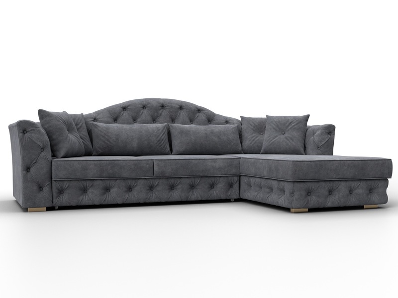 Диван угловой Артис правый угол, Велюр, BRUT 16 темно-серый