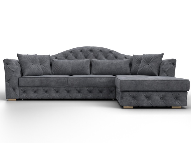 Диван угловой Артис правый угол, Велюр, BRUT 16 темно-серый