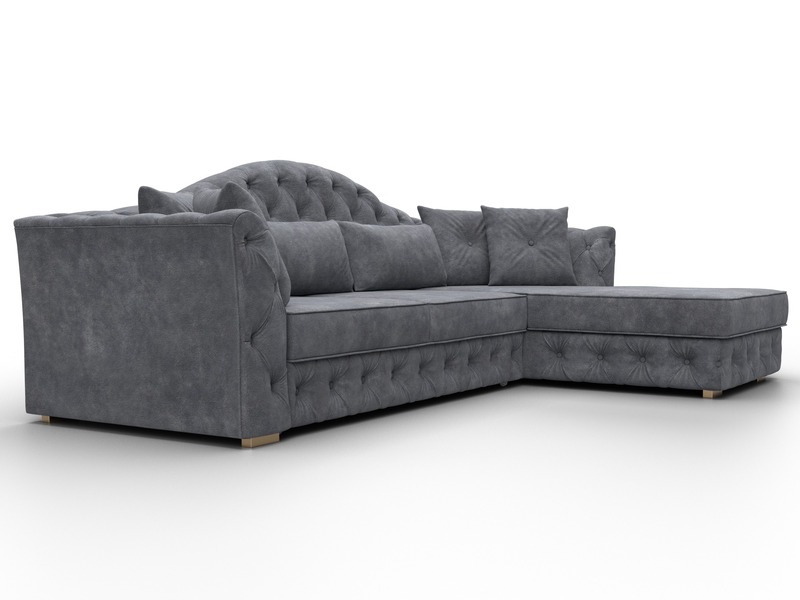 Диван угловой Артис правый угол, Велюр, BRUT 16 темно-серый