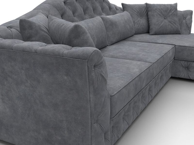 Диван угловой Артис правый угол, Велюр, BRUT 16 темно-серый