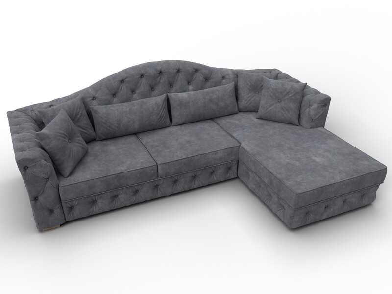 Диван угловой Артис правый угол, Велюр, BRUT 16 темно-серый