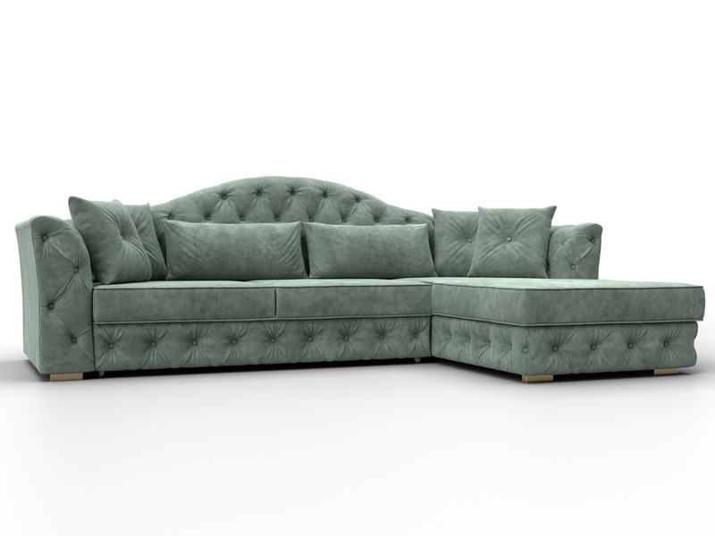 Диван угловой Артис правый угол, Велюр, BRUT 08 зеленый