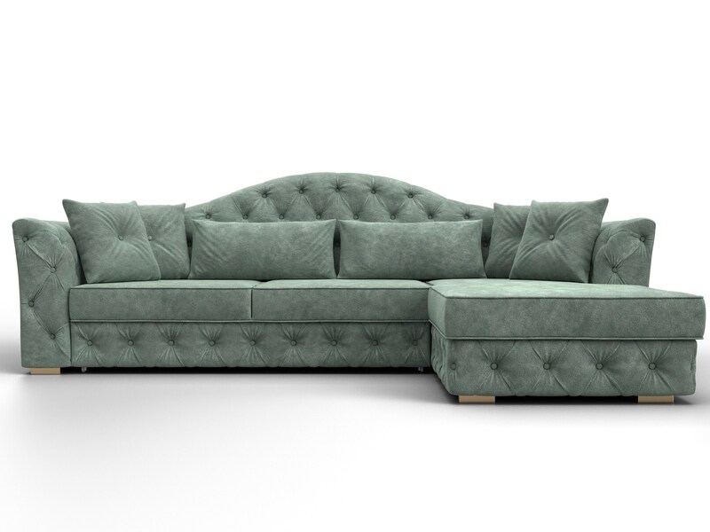 Диван угловой Артис правый угол, Велюр, BRUT 08 зеленый
