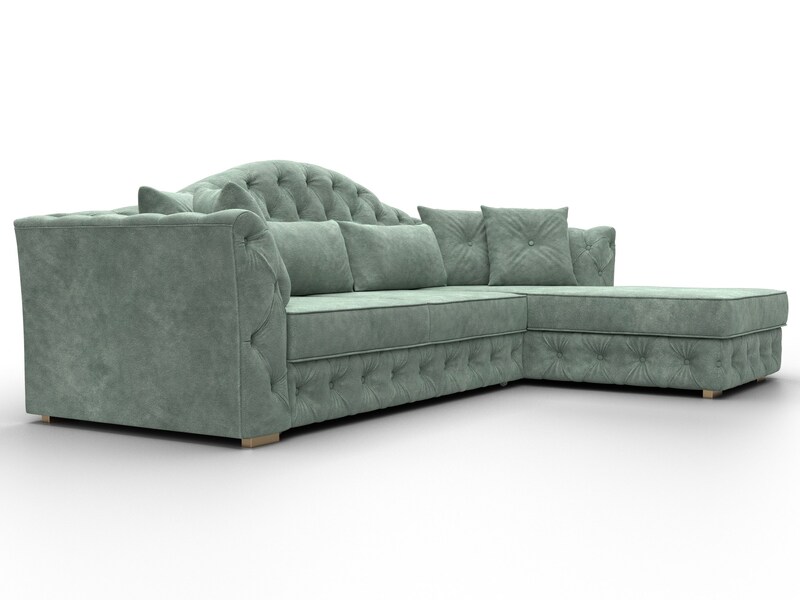 Диван угловой Артис правый угол, Велюр, BRUT 08 зеленый