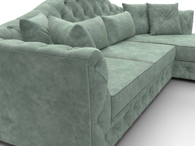 Диван угловой Артис правый угол, Велюр, BRUT 08 зеленый