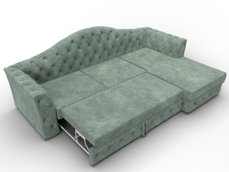 Диван угловой Артис правый угол, Велюр, BRUT 08 зеленый