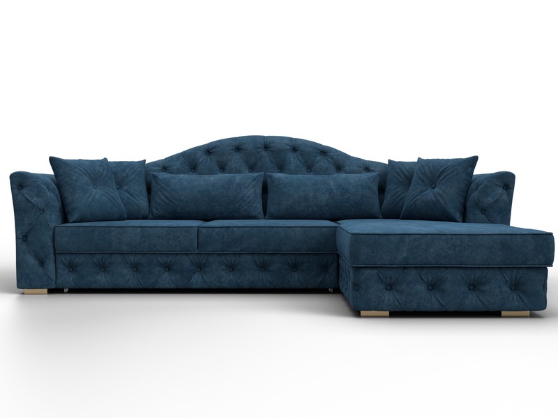 Диван угловой Артис правый угол, Велюр, BRUT 11 синий