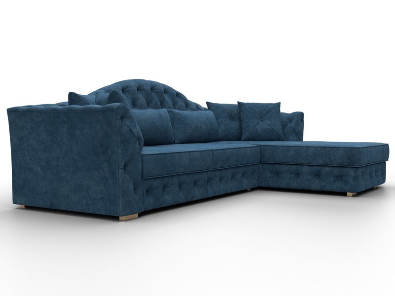 Диван угловой Артис правый угол, Велюр, BRUT 11 синий