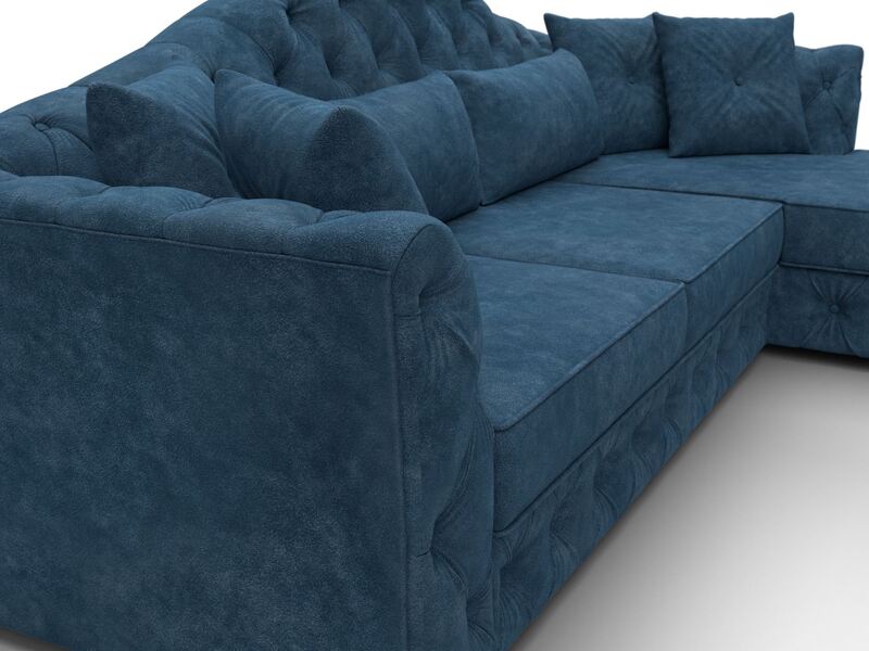 Диван угловой Артис правый угол, Велюр, BRUT 11 синий