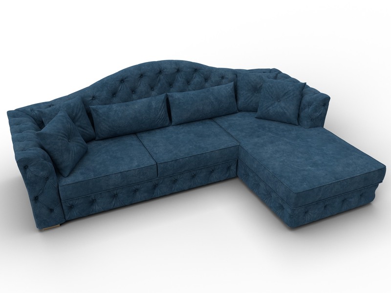 Диван угловой Артис правый угол, Велюр, BRUT 11 синий