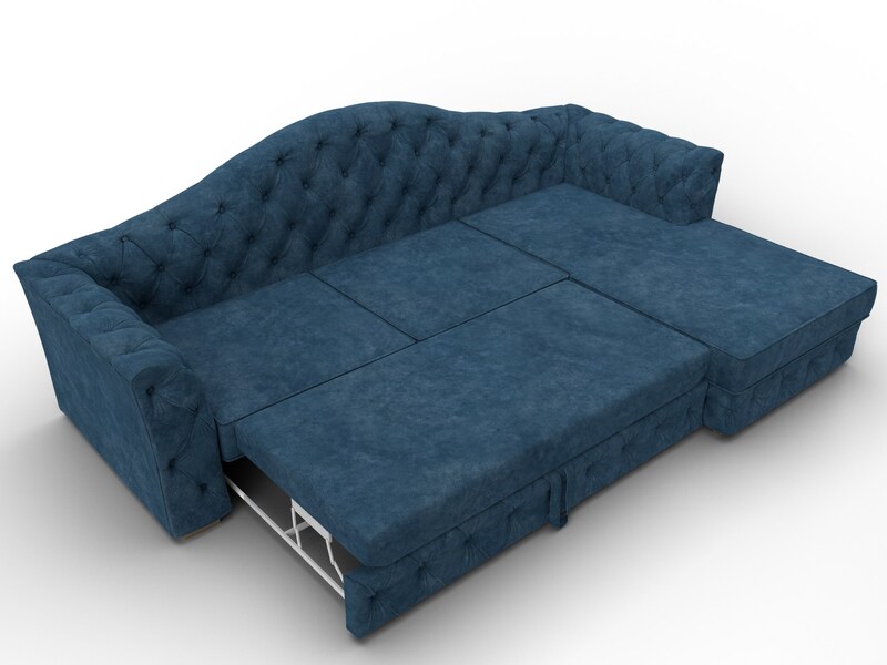 Диван угловой Артис правый угол, Велюр, BRUT 11 синий