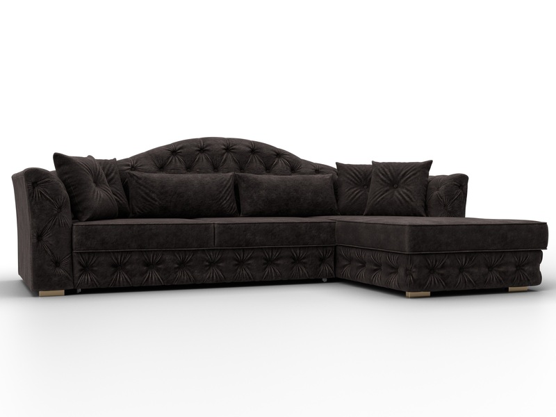 Диван угловой Артис правый угол, Велюр, BRUT 17 коричневый