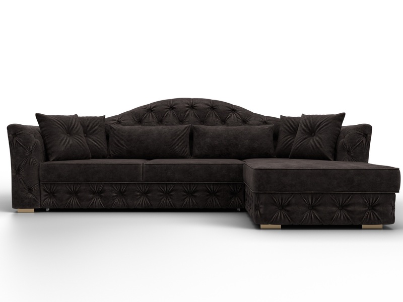 Диван угловой Артис правый угол, Велюр, BRUT 17 коричневый