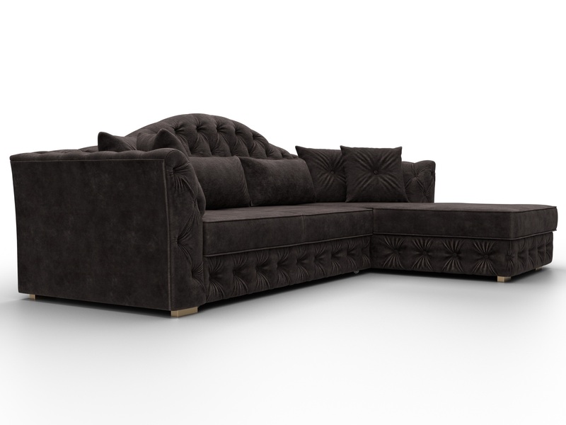 Диван угловой Артис правый угол, Велюр, BRUT 17 коричневый