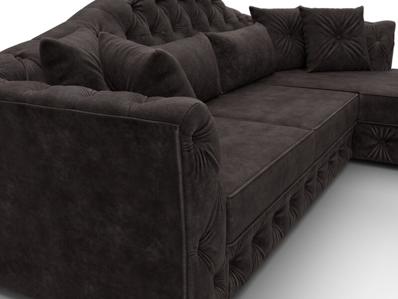 Диван угловой Артис правый угол, Велюр, BRUT 17 коричневый