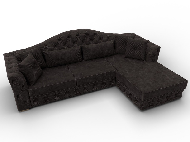 Диван угловой Артис правый угол, Велюр, BRUT 17 коричневый