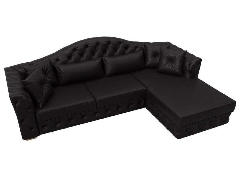 Диван угловой Артис правый угол, Экокожа, GRIFON 12 коричневый