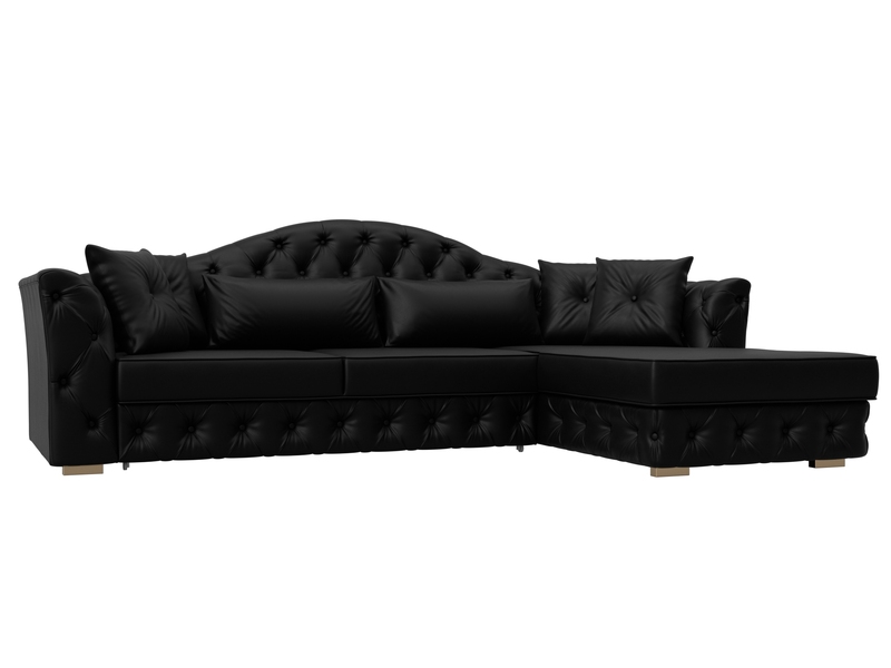 Диван угловой Артис правый угол, Экокожа, GRIFON 18 черный