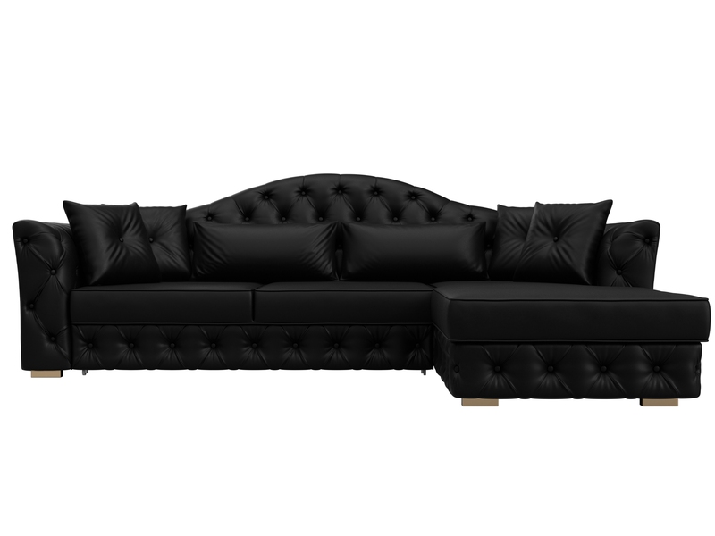 Диван угловой Артис правый угол, Экокожа, GRIFON 18 черный