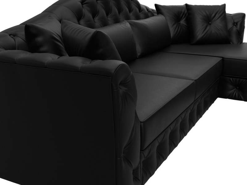 Диван угловой Артис правый угол, Экокожа, GRIFON 18 черный