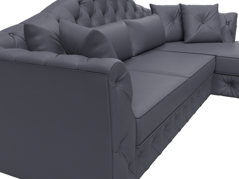 Диван угловой Артис правый угол, Экокожа, GRIFON 15 серый