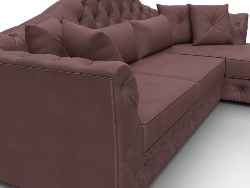 Диван угловой Артис правый угол, Замша, JOLY 09 бордовый