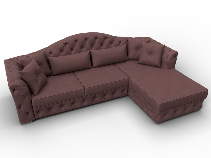 Диван угловой Артис правый угол, Замша, JOLY 09 бордовый