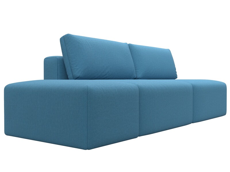 Диван прямой модульный с пуфом Лига-060 НПБ, Рогожка, Амур 10 голубой