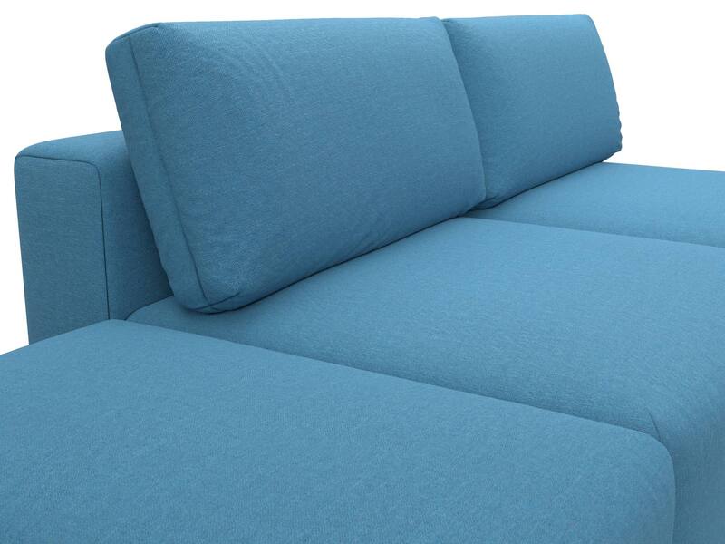 Диван прямой модульный с пуфом Лига-060 НПБ, Рогожка, Амур 10 голубой