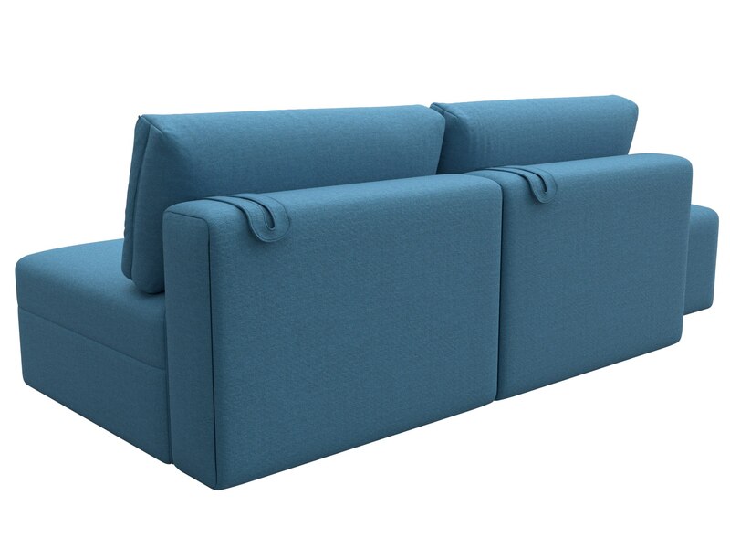 Диван прямой модульный с пуфом Лига-060 НПБ, Рогожка, Амур 10 голубой