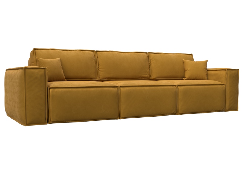 Диван прямой Лига-081 НПБ Лонг, Велюр, BRUT 10 желтый