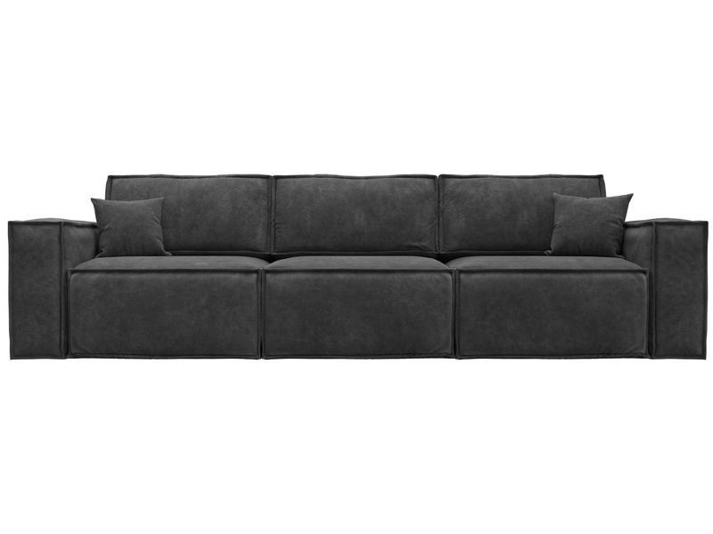 Диван прямой Лига-081 НПБ Лонг, Велюр, BRUT 16 темно-серый