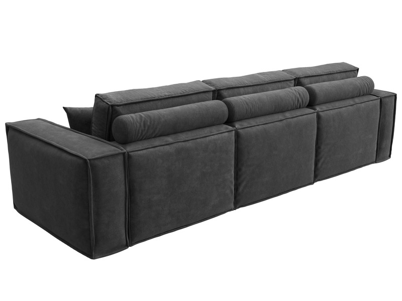 Диван прямой Лига-081 НПБ Лонг, Велюр, BRUT 16 темно-серый