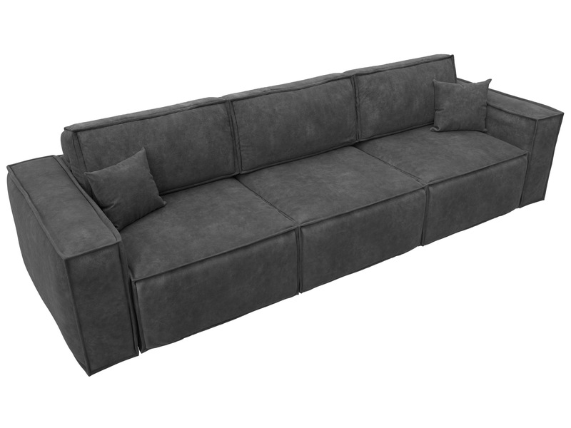 Диван прямой Лига-081 НПБ Лонг, Велюр, BRUT 16 темно-серый
