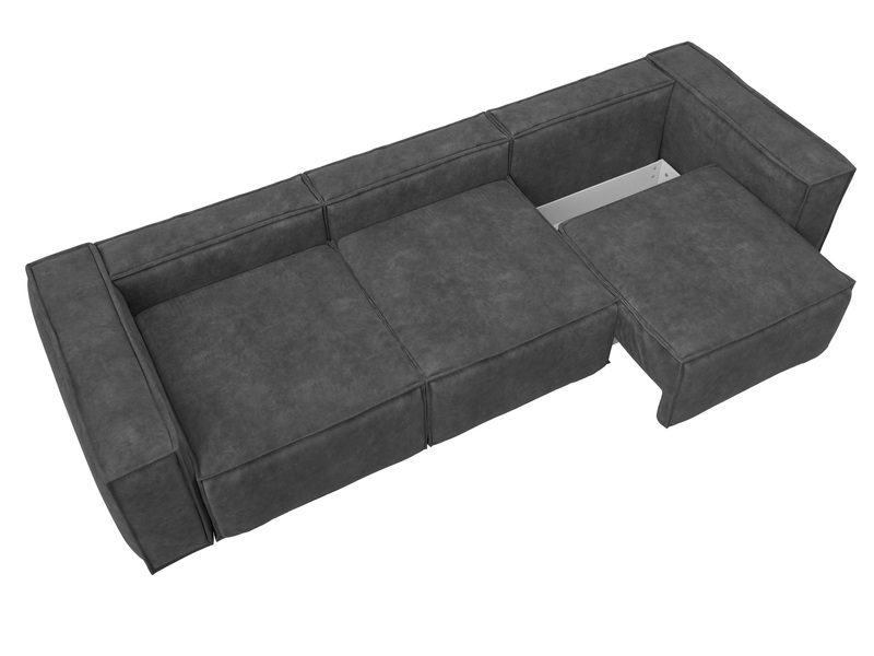 Диван прямой Лига-081 НПБ Лонг, Велюр, BRUT 16 темно-серый